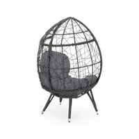 Gianni Teardrop Chair Gray Pe Rattan Iron Waterproof Fabric