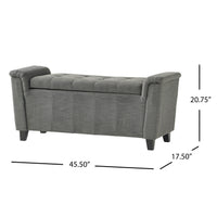 Alden Armed Storage Bench Gray Fabric