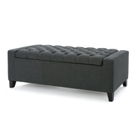 Storage Ottoman Dark Gray Fabric