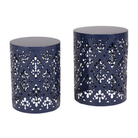 Metal S 2 End Table Navy Blue Iron