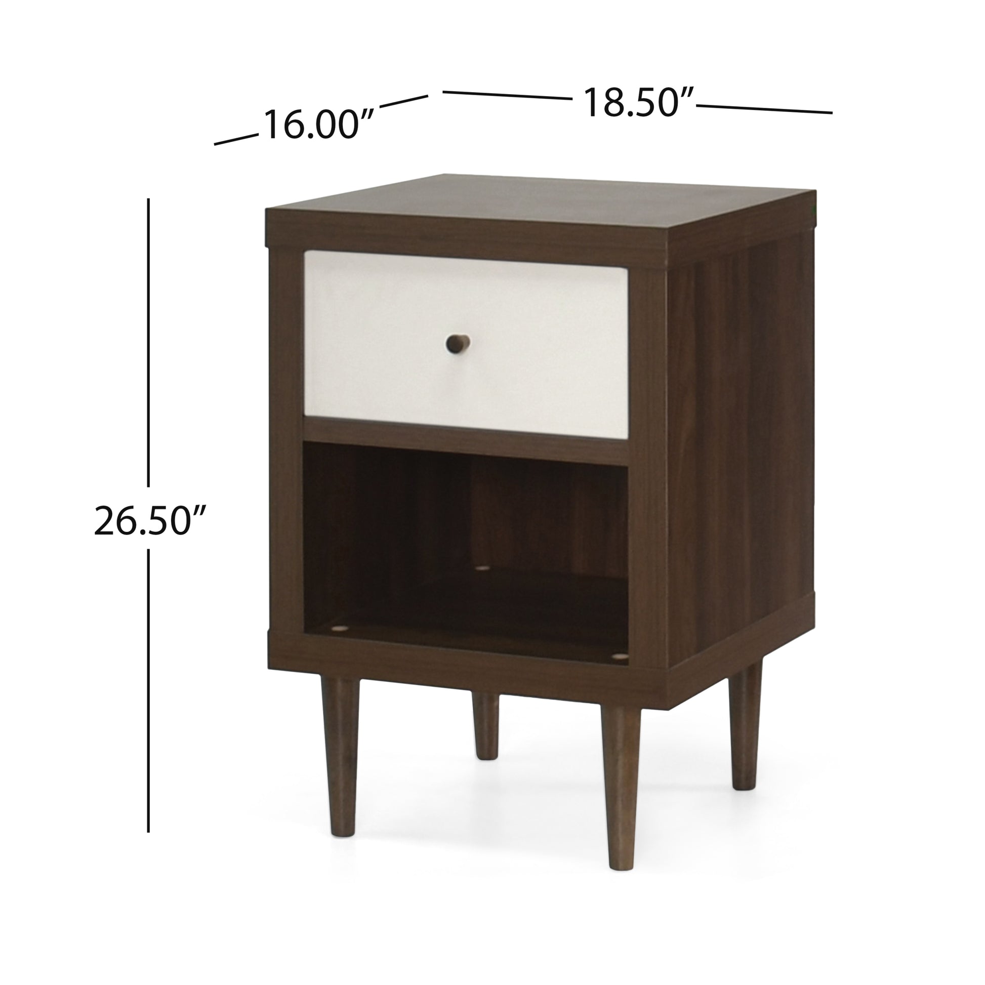 1 Drawer Nightstand Walnut Mdf