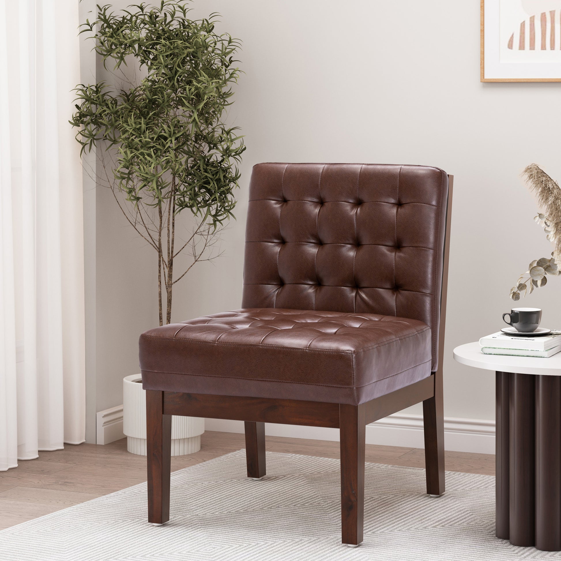 Accent Chair Dark Brown Pu