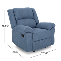 37.5" Wide Manual Glider Standard Recliner Navy Blue Fabric