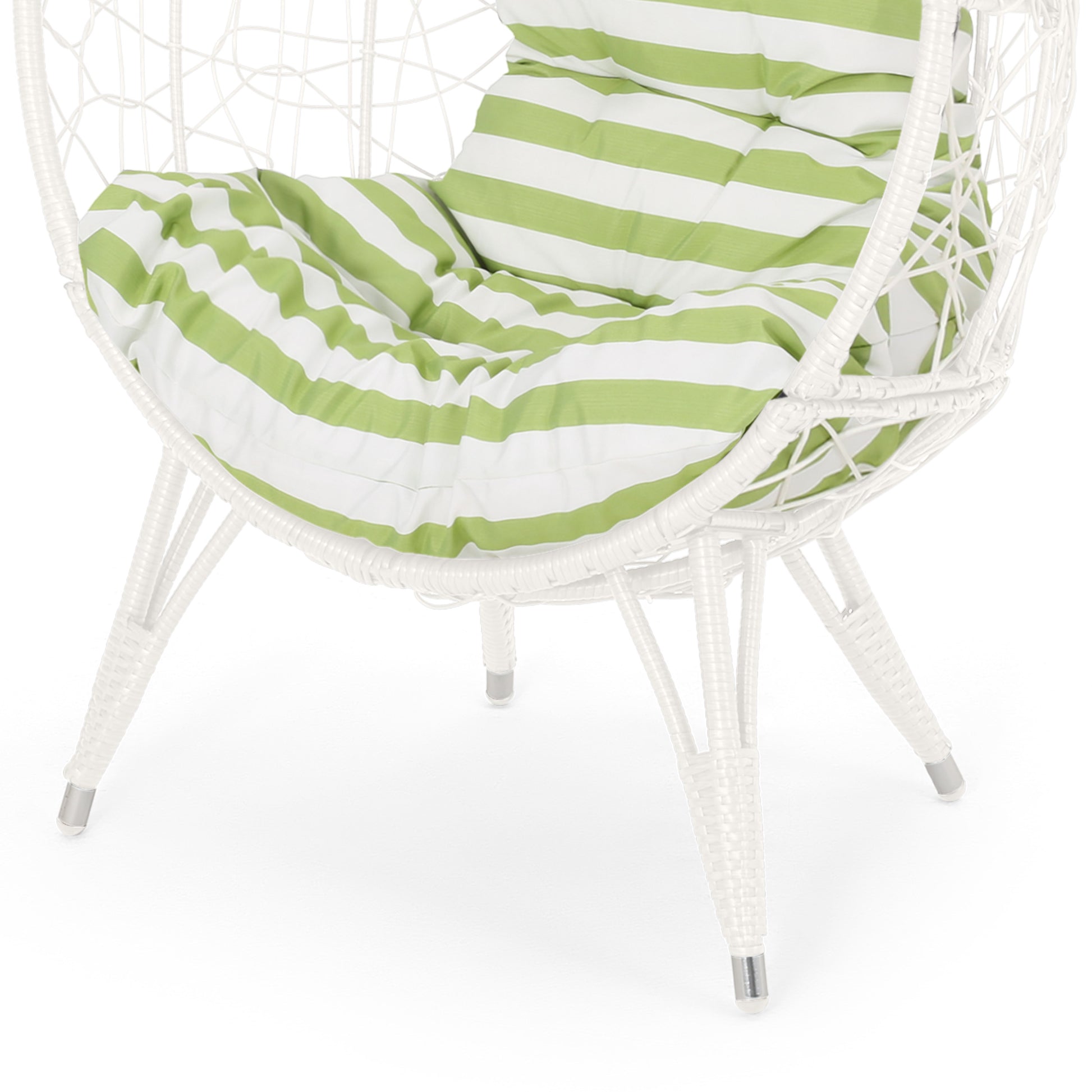 Gianni Teardrop Chair White Green Pe Rattan Iron Waterproof Fabric