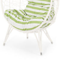 Gianni Teardrop Chair White Green Pe Rattan Iron Waterproof Fabric