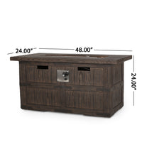 Andrew Rectangle Fire Pit 40,000 Btu Tank Inside Brown Magnesium Oxide