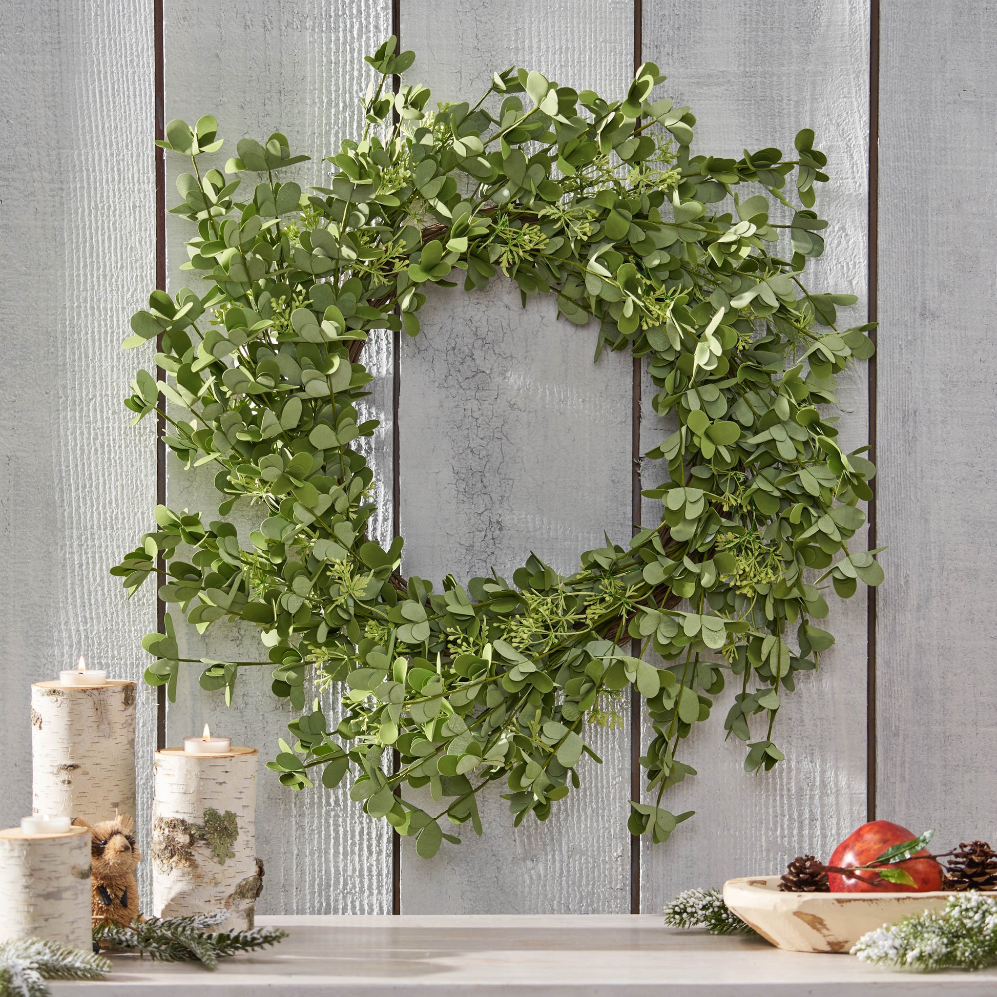 27" Oxalis Corniculata Wreath Green Polyester
