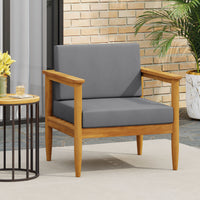 Gavin Club Chair Dark Grey Wood Fabric