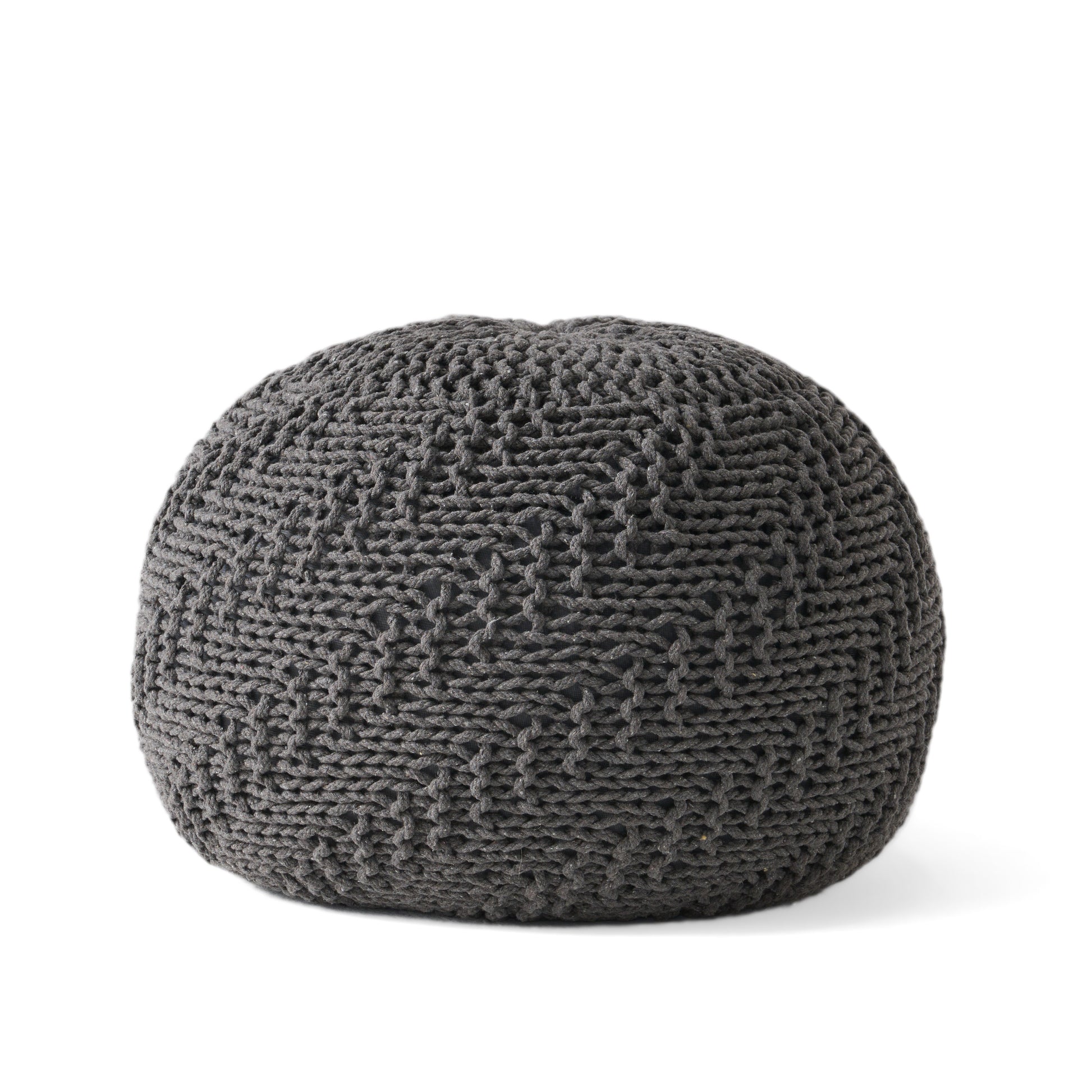 Hazel Knitted Pet Yarn 20 X 20 Round Pouf Dark Grey Pet