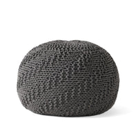 Hazel Knitted Pet Yarn 20 X 20 Round Pouf Dark Grey Pet