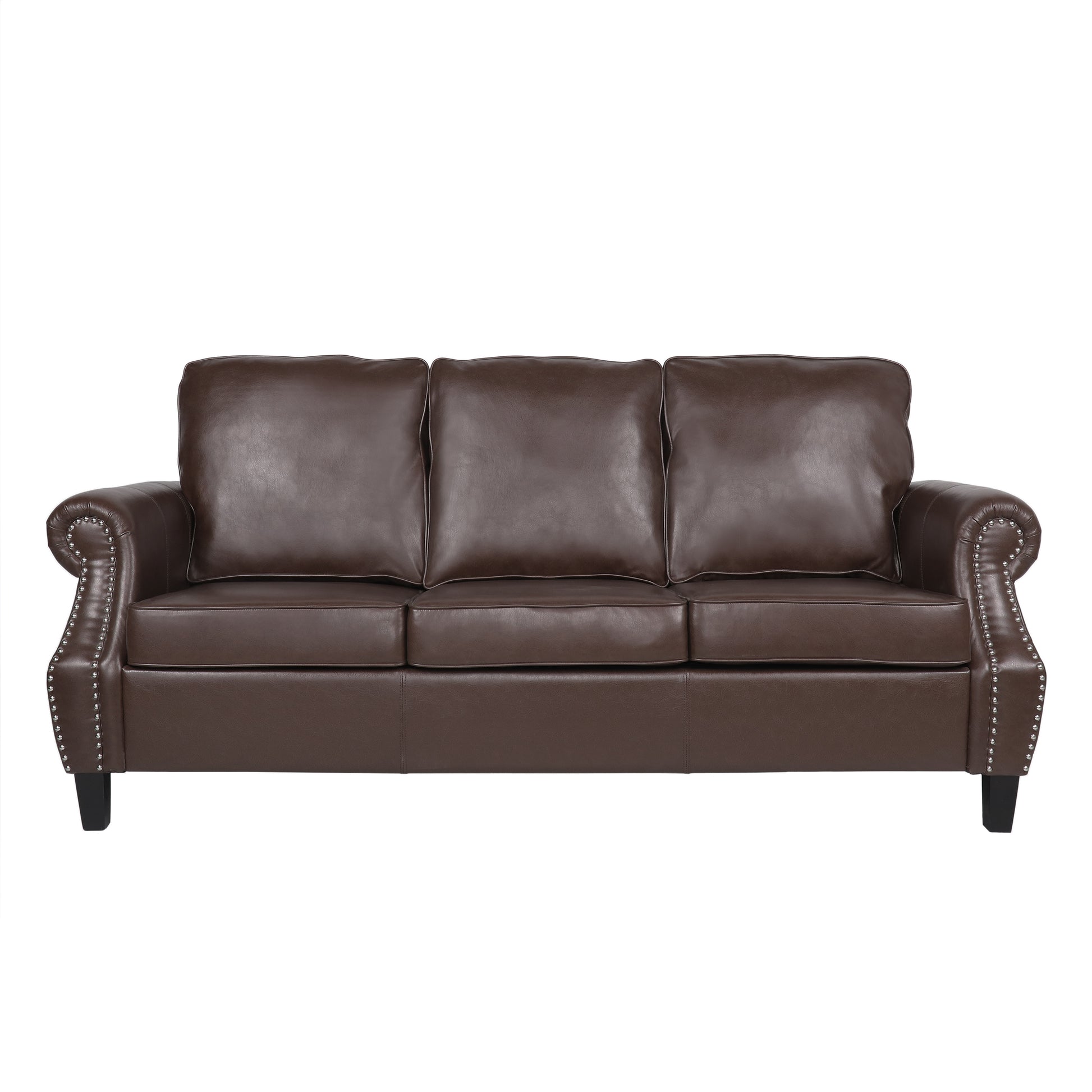 3 Seater Sofa Dark Brown Faux Leather 3 Seat