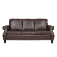 3 Seater Sofa Dark Brown Faux Leather 3 Seat