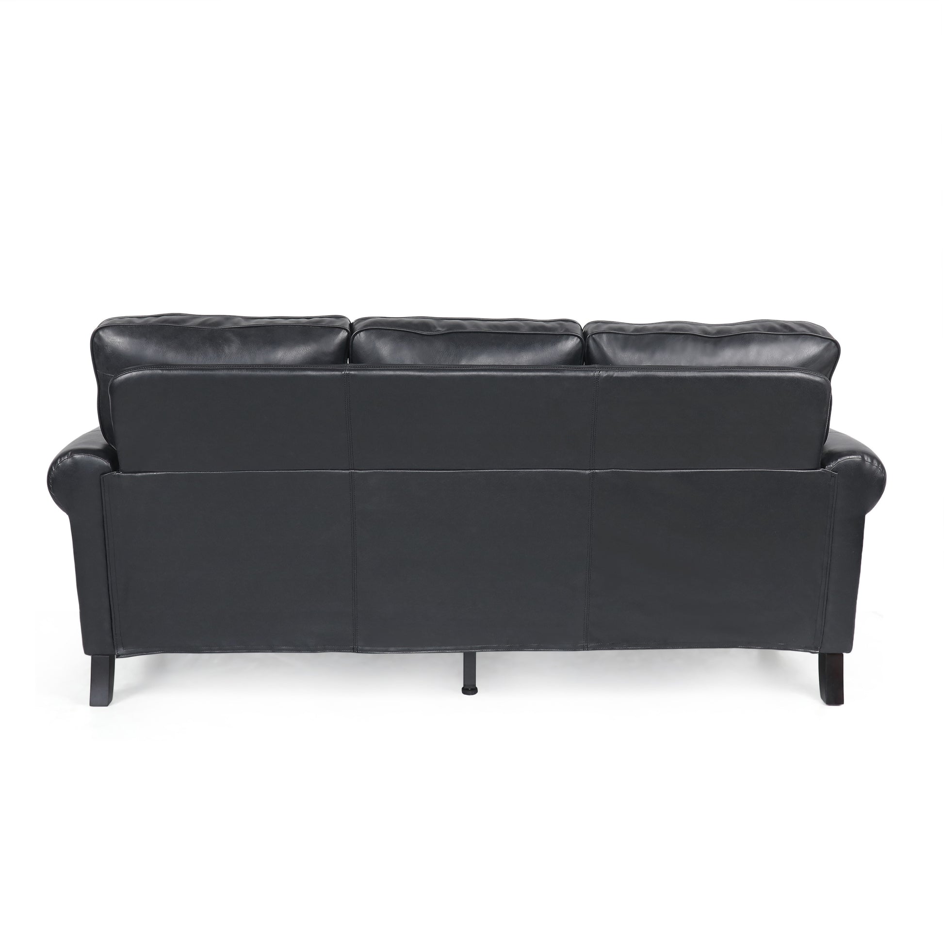 3 Seater Sofa Black Faux Leather 3 Seat