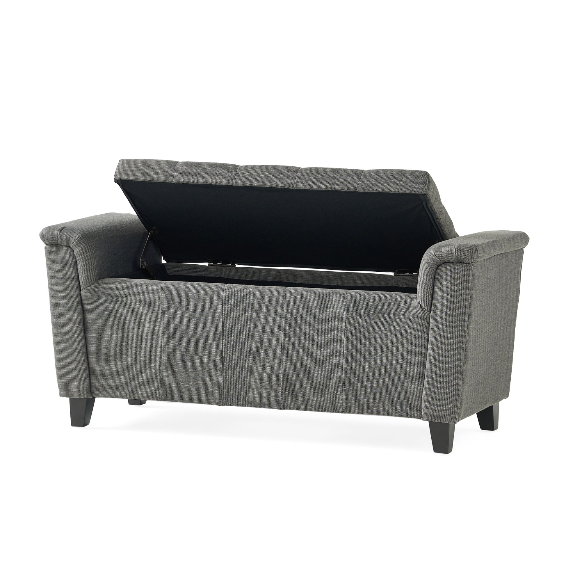 Alden Armed Storage Bench Gray Fabric