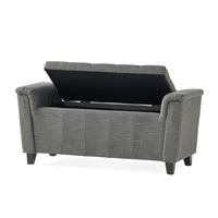 Alden Armed Storage Bench Gray Fabric