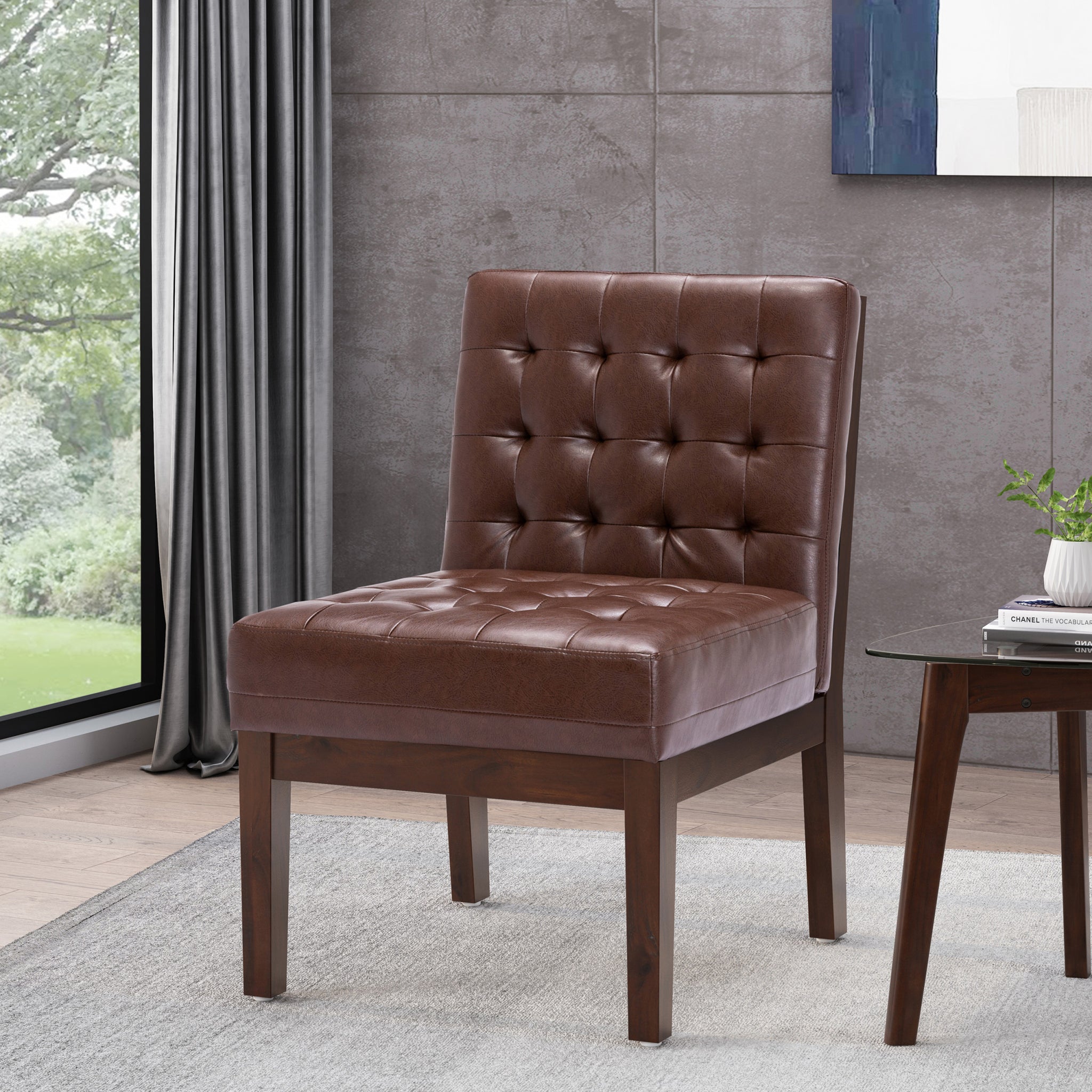 Accent Chair Dark Brown Pu