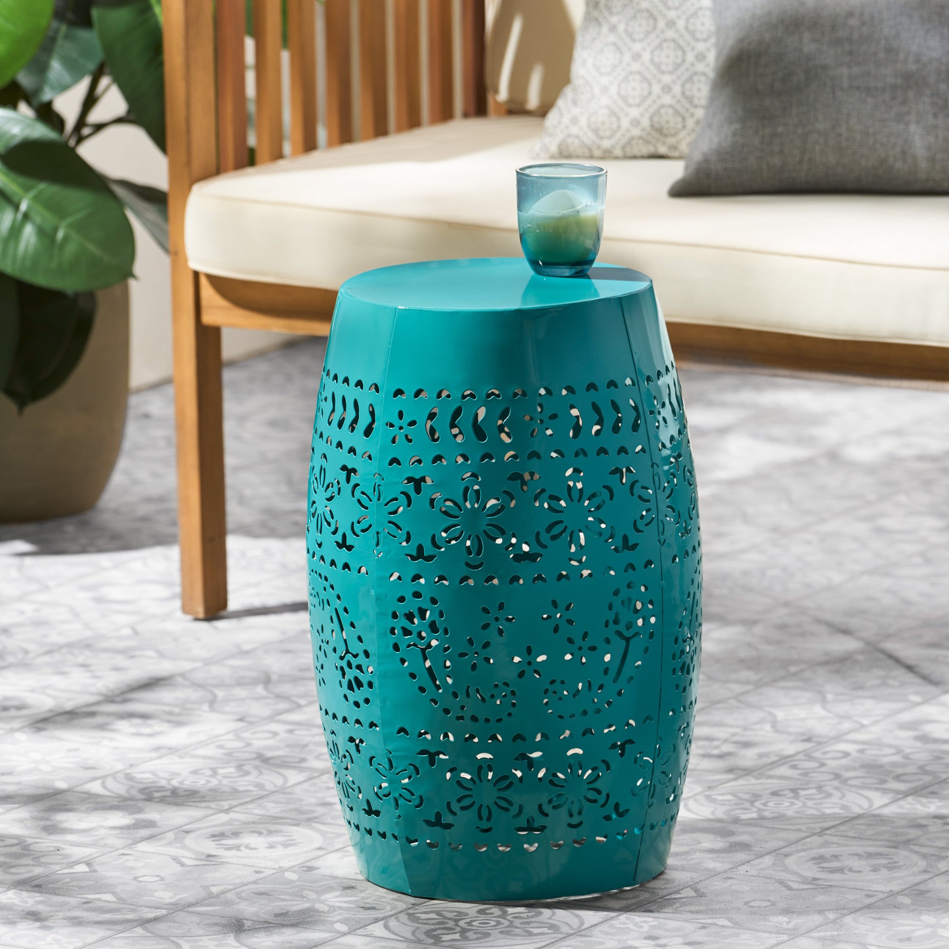 Ruby12 Side Table Teal Iron