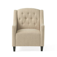 Upholstered Armchair With Ottoman Beige Fabric