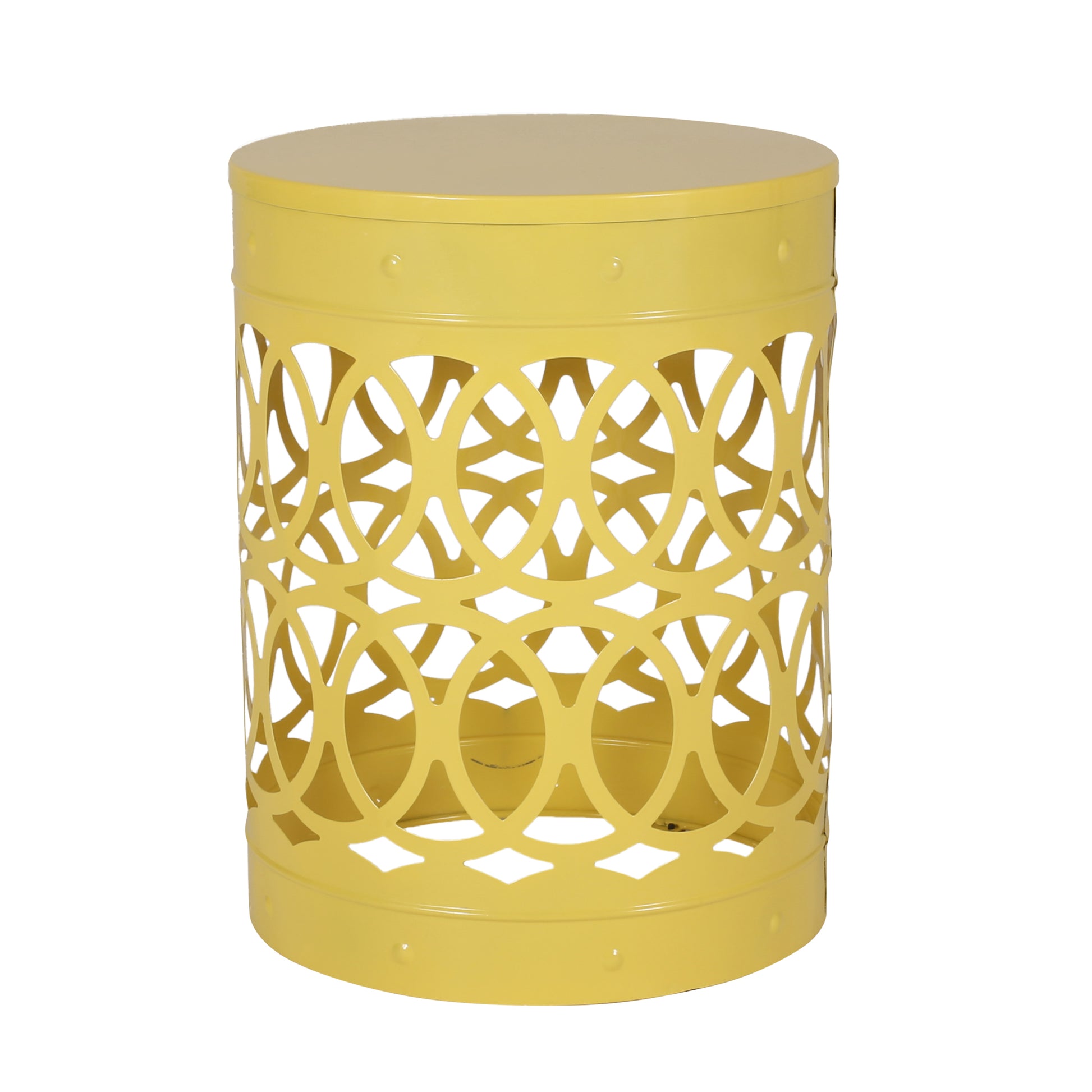 Metal End Table Large Yellow Iron