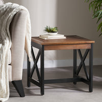 Farmhouse End Table Black Brown Wood