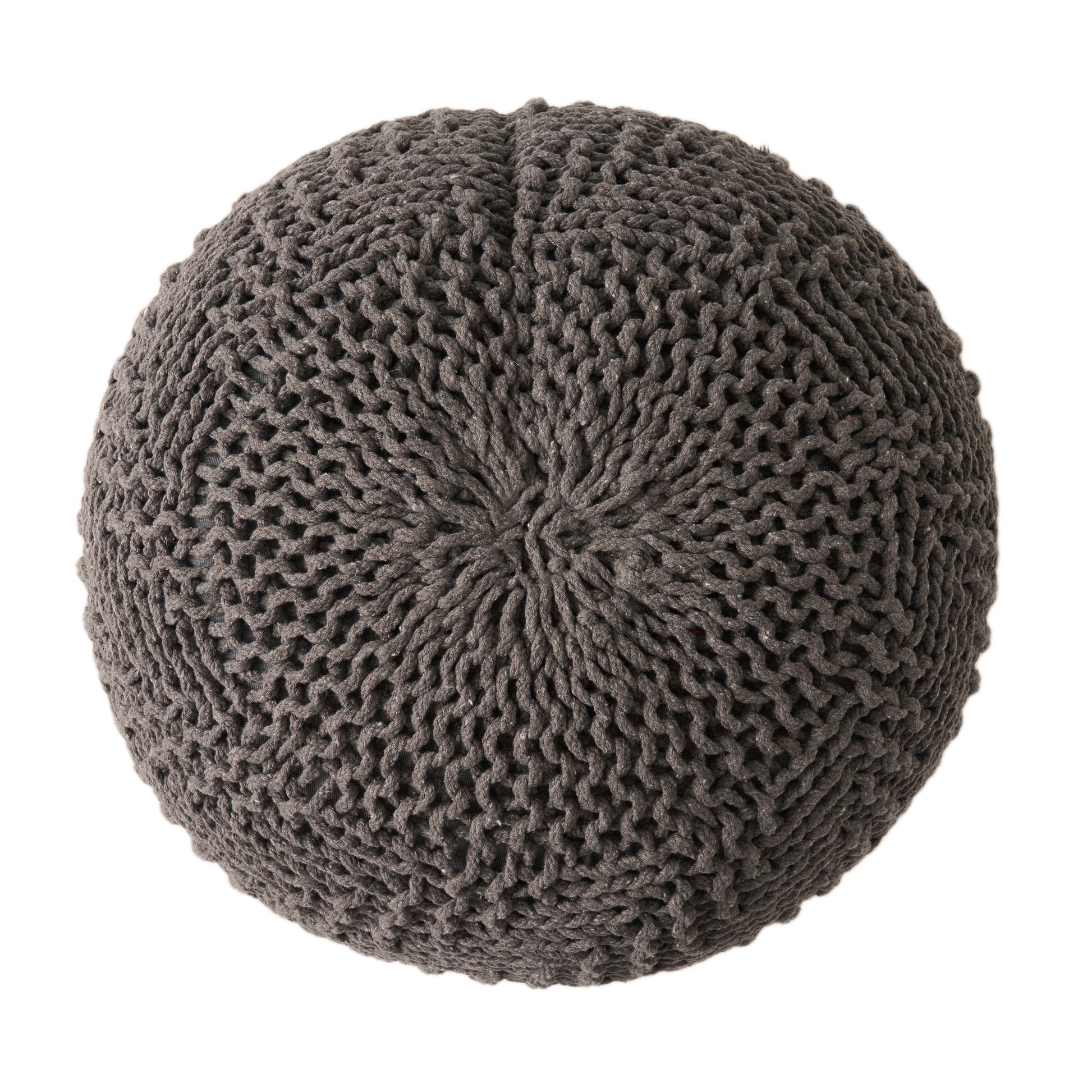 Hazel Knitted Pet Yarn 20 X 20 Round Pouf Dark Grey Pet