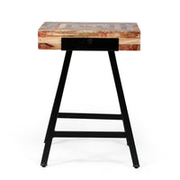 Wood & Iron End Table Natural Wood Metal