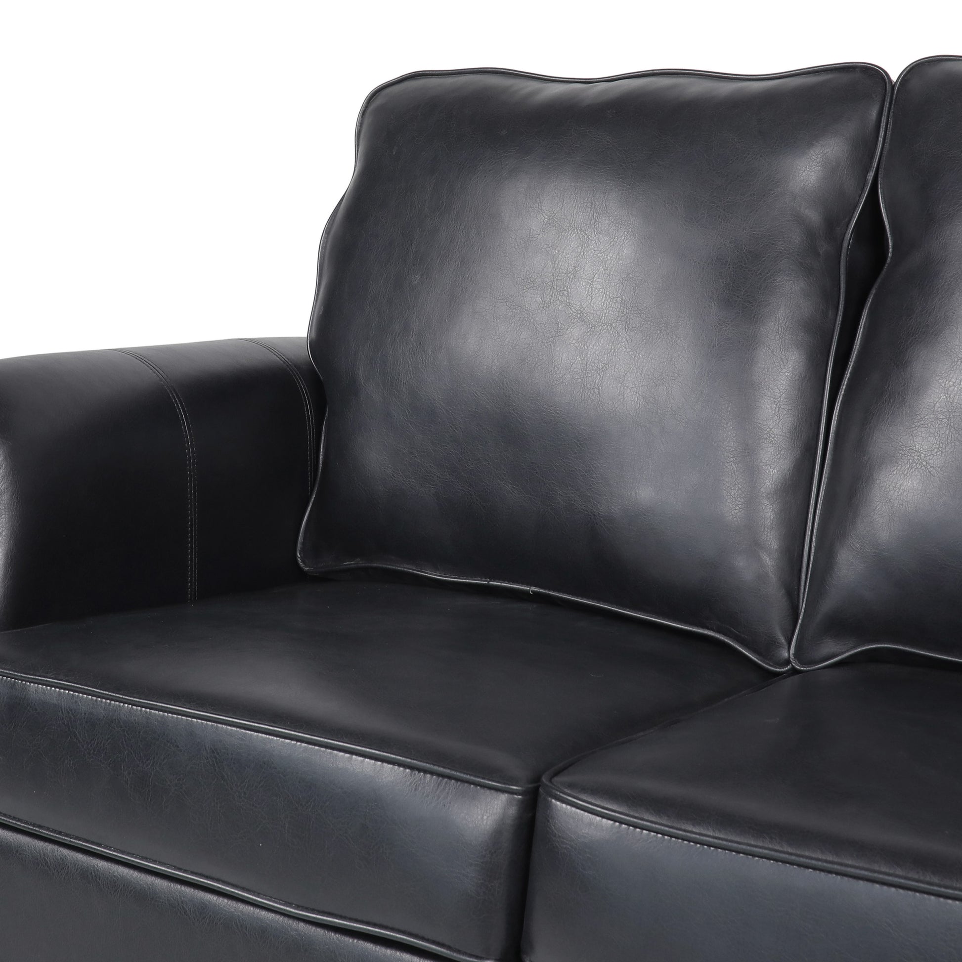 3 Seater Sofa Black Faux Leather 3 Seat