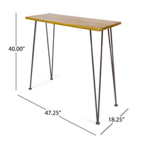 Denali Industrial Wood And Metal Bar Table Brown Acacia Wood