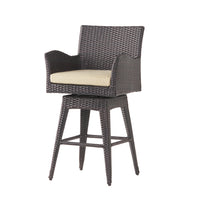 Modern Outdoor Multi Brown Wicker Swivel Barstool With Tapered Legs, 1 Piece Yes Brown Multi Weather Resistant Frame Garden & Outdoor Pe Rattan Iron Waterproof Fabric