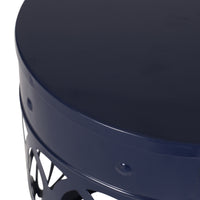 Outdoor Metal End Table Large Navy Blue Iron