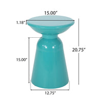 Outdoor Metal End Table Large Teal Iron