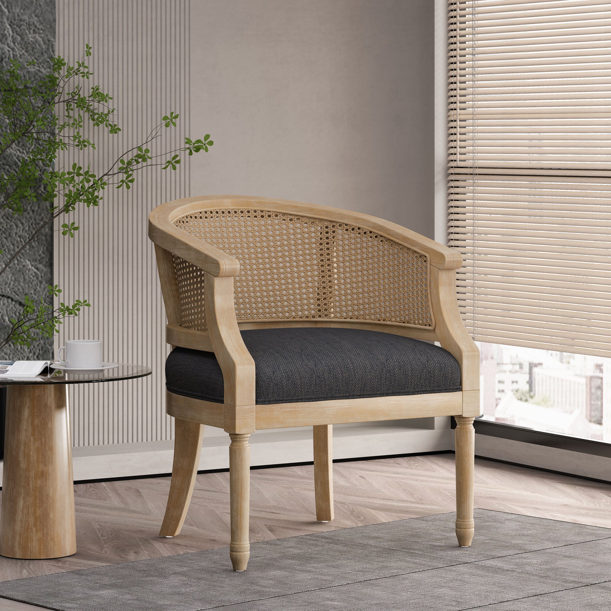 Accent Chair Charcoal Rubber Wood