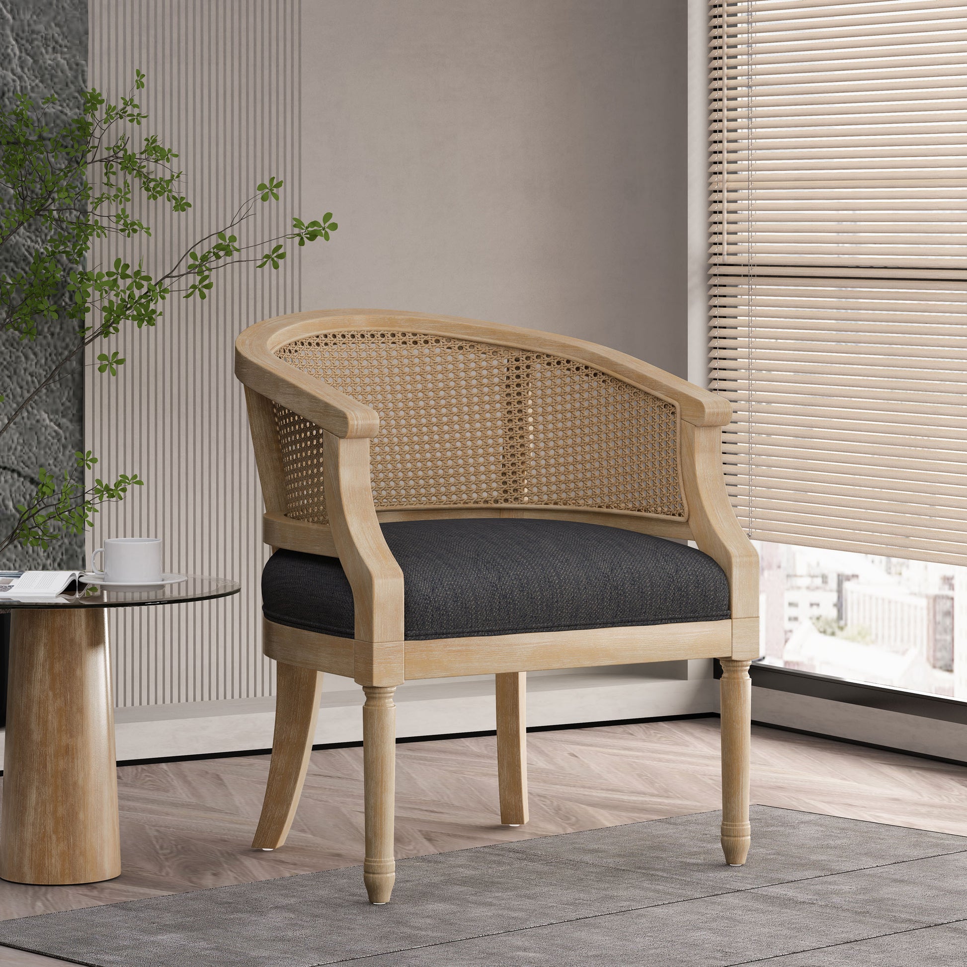 Accent Chair Charcoal Rubber Wood