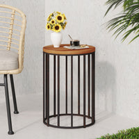 Atkins 15" Side Table Natural Metal & Wood