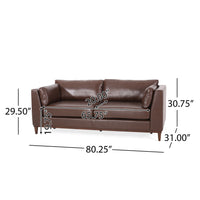 3 Seater Sofa Dark Brown Pu