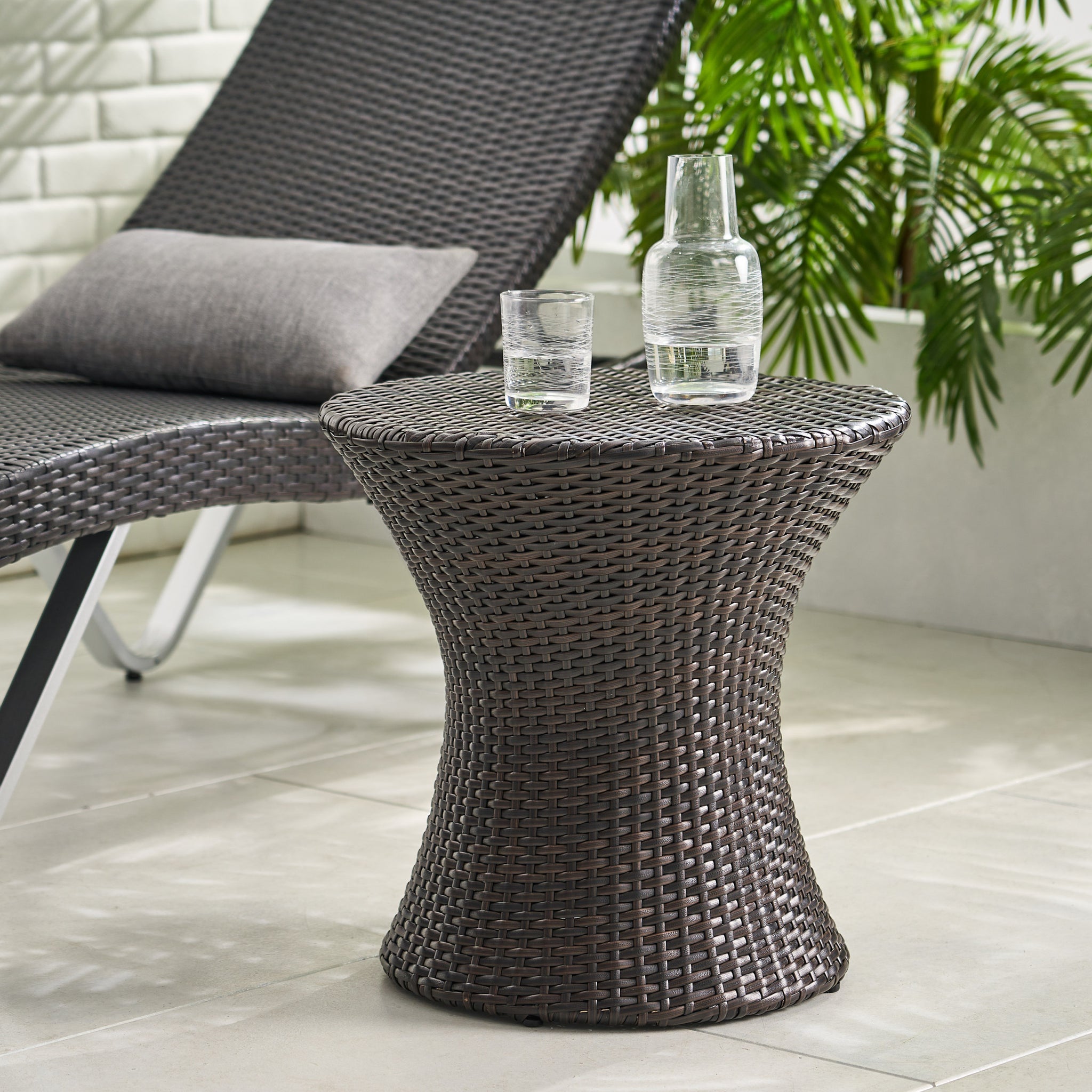 Kono Hourglass Table No Glass Top Brown Multi Rattan