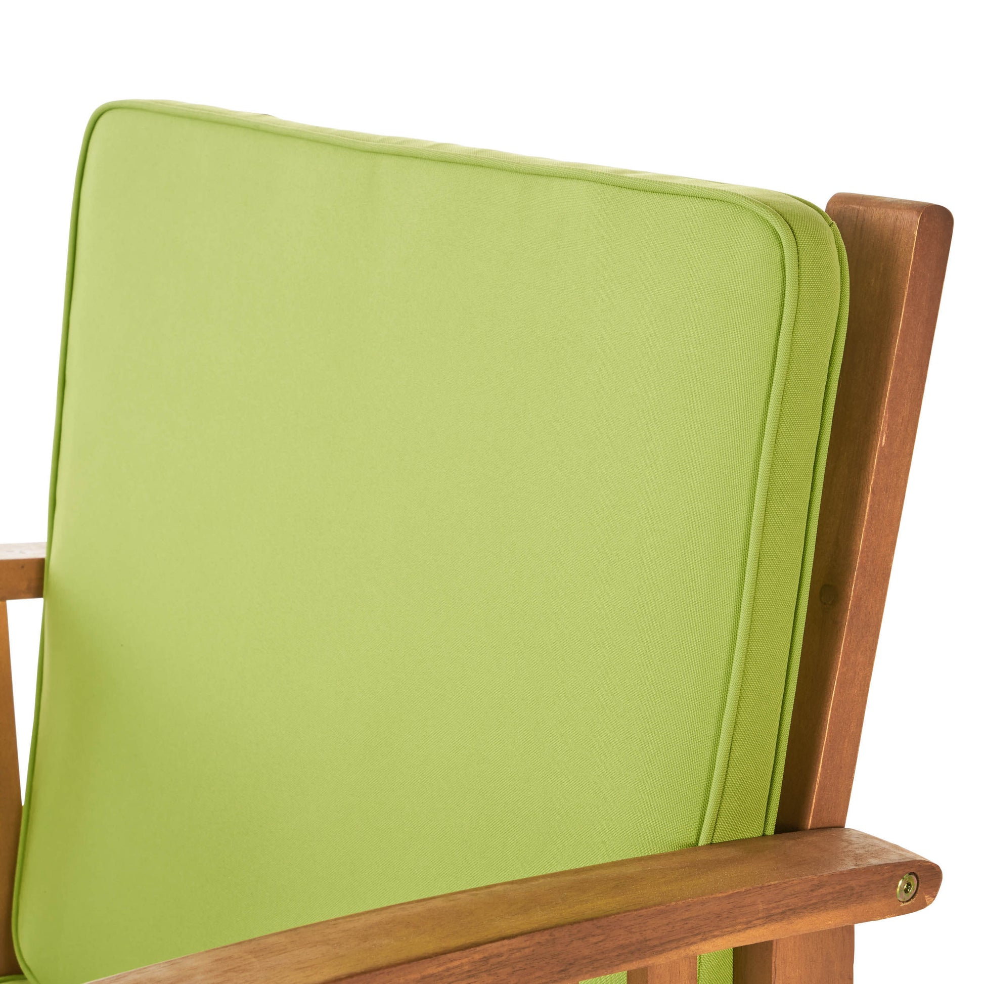 Outdoor Acacia Wood Sofa Set With Water Resistant Cushions, 4 Pcs Set, Brown Patina Light Green Light Green Acacia Wood