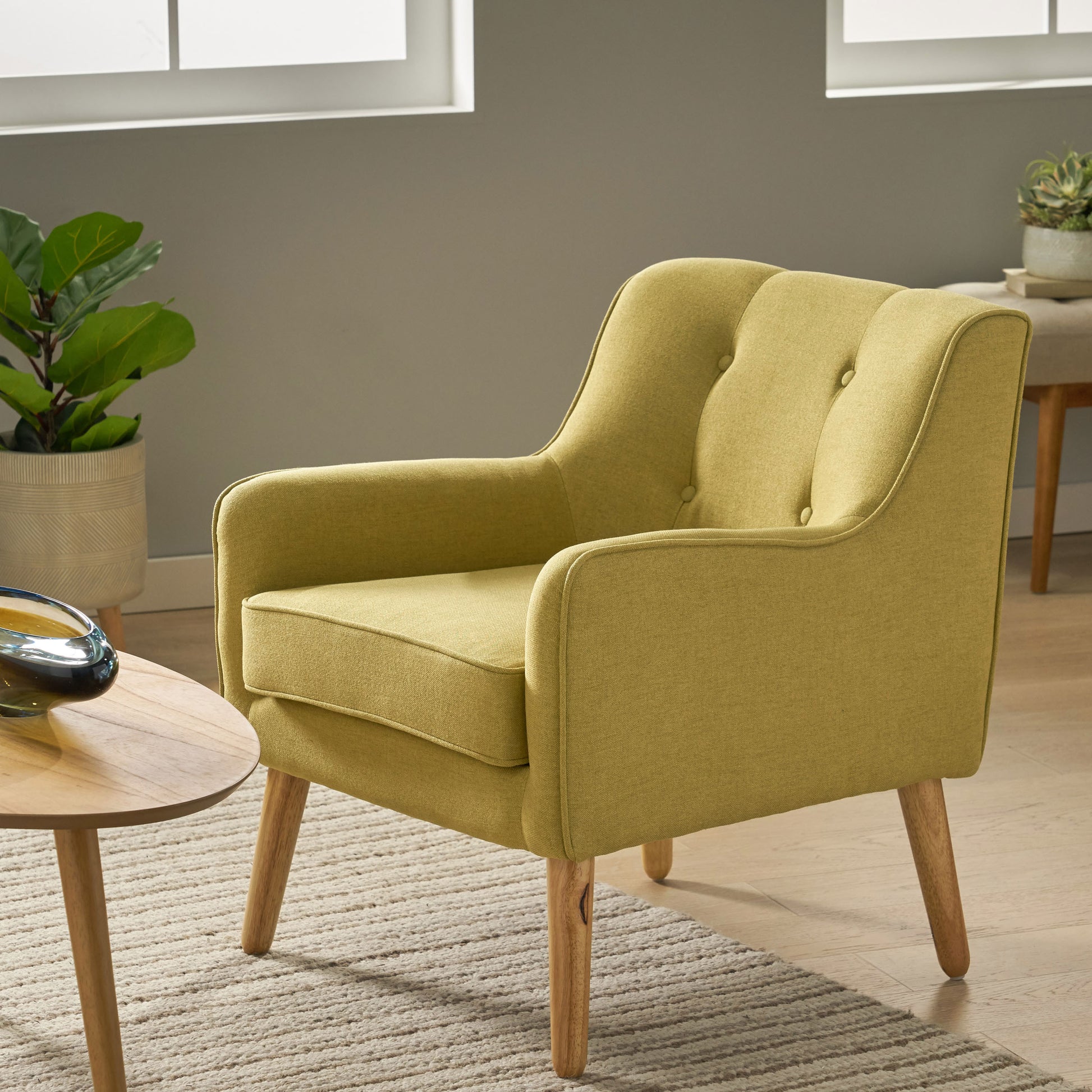 Arm Chair Yellow Fabric