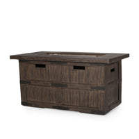 Andrew Rectangle Fire Pit 40,000 Btu Tank Inside Brown Magnesium Oxide