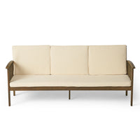 Casa 3 Seater Grey Cream Wood Waterproof Fabric