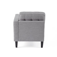 Right Chaise Lounge Light Grey Fabric 3 Seat