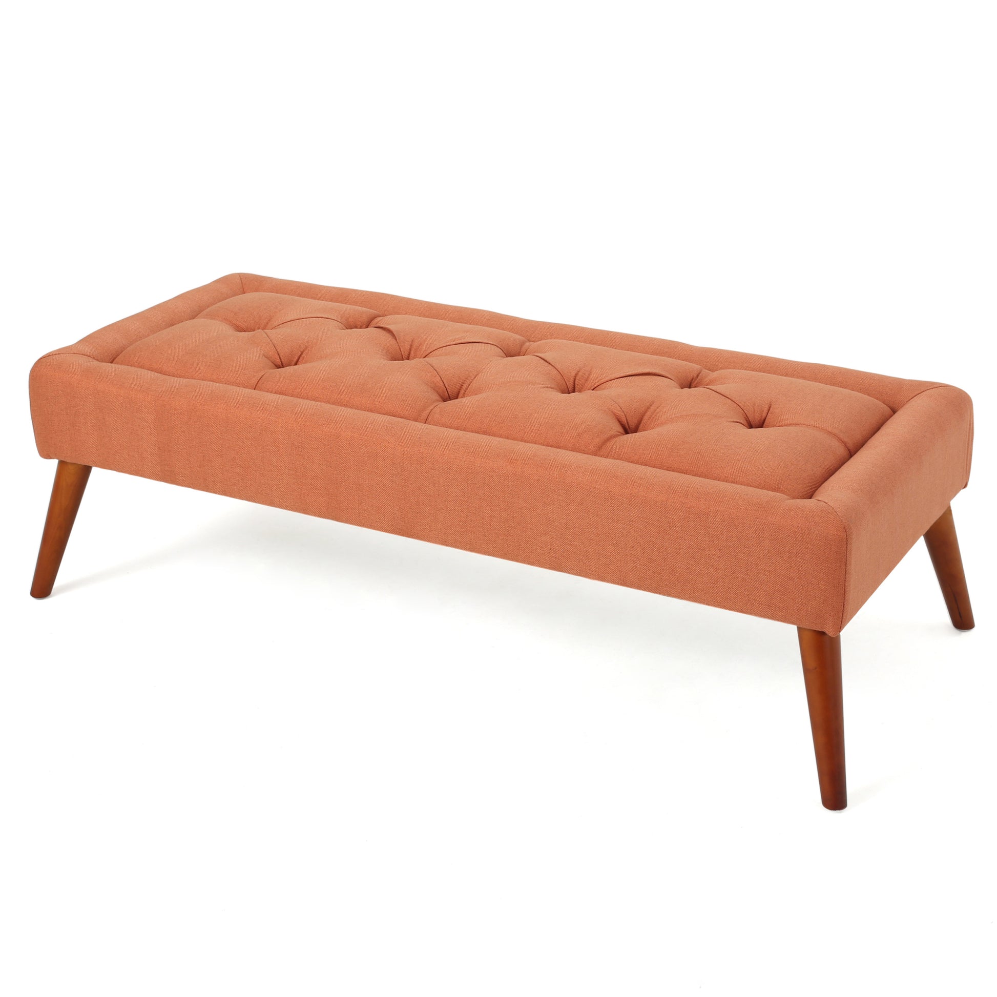 Tuft Top Ottoman Orange Fabric