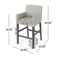Set Of 2 Upholstered 30.5 Inch Counter Stools Light Gray Gray Light Grey Set Of 2 Fabric
