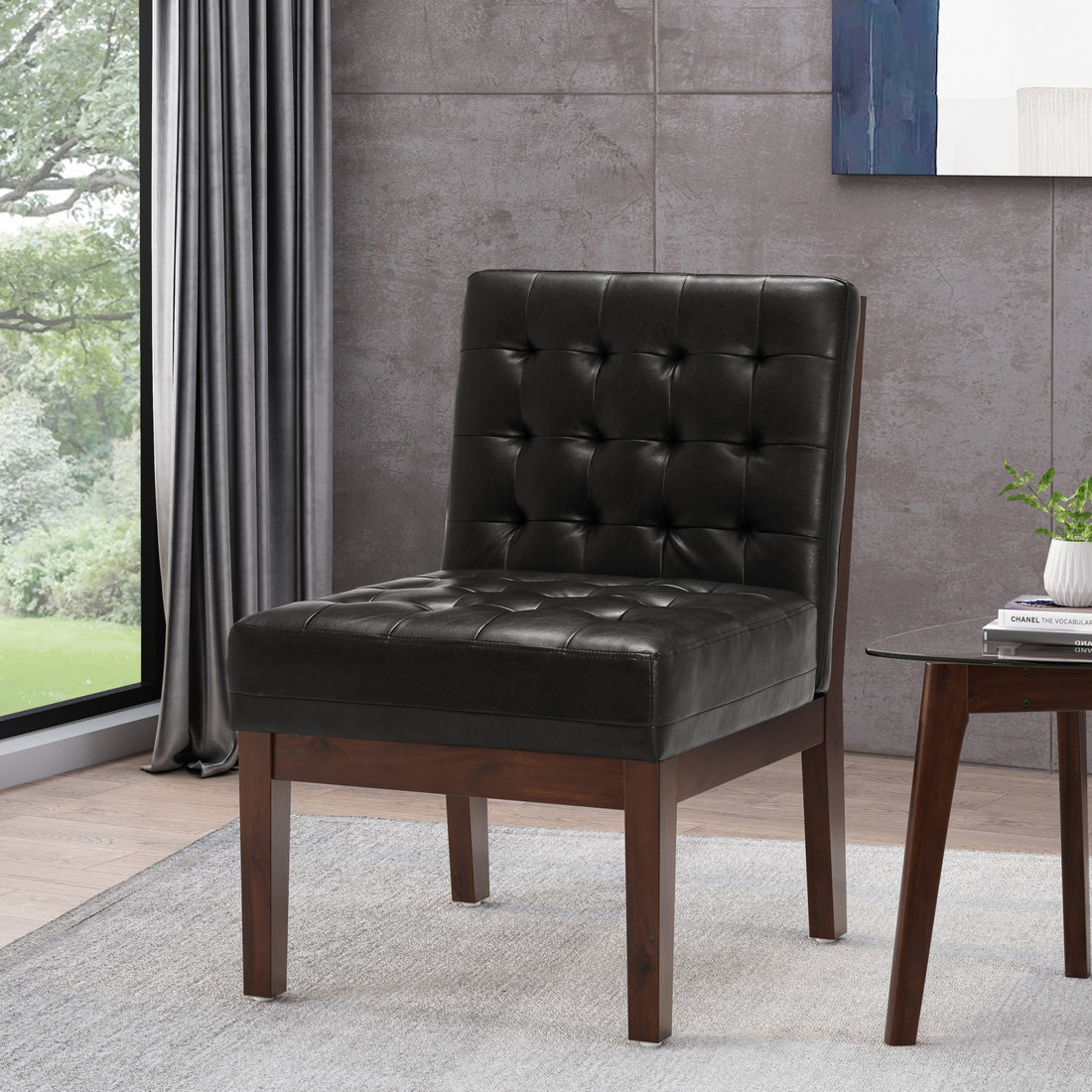 Accent Chair Black Pu