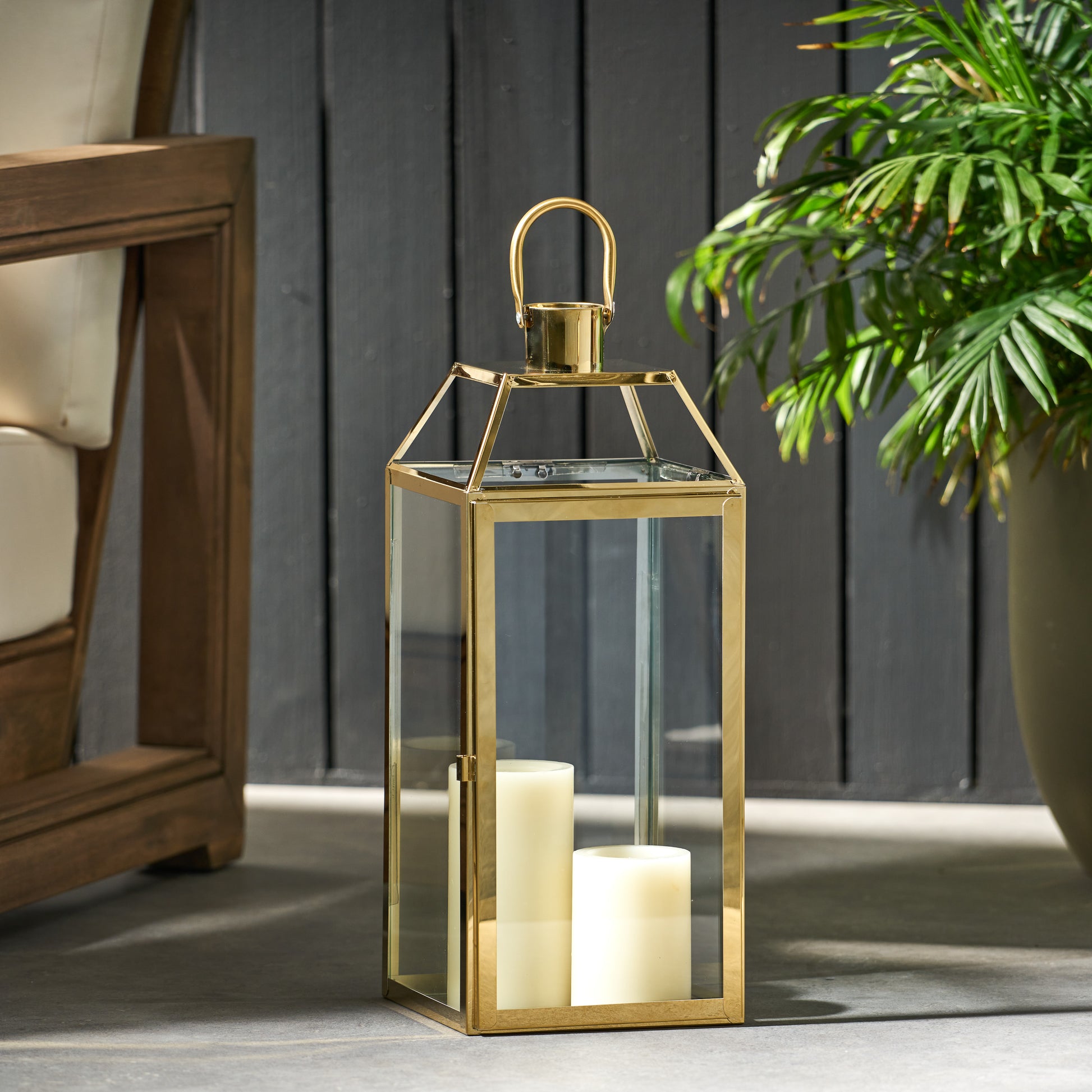 Harris 18"H Stainless Steel Lantern Gold Stainless Steel