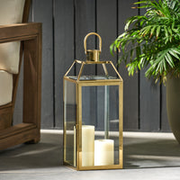 Harris 18"H Stainless Steel Lantern Gold Stainless Steel