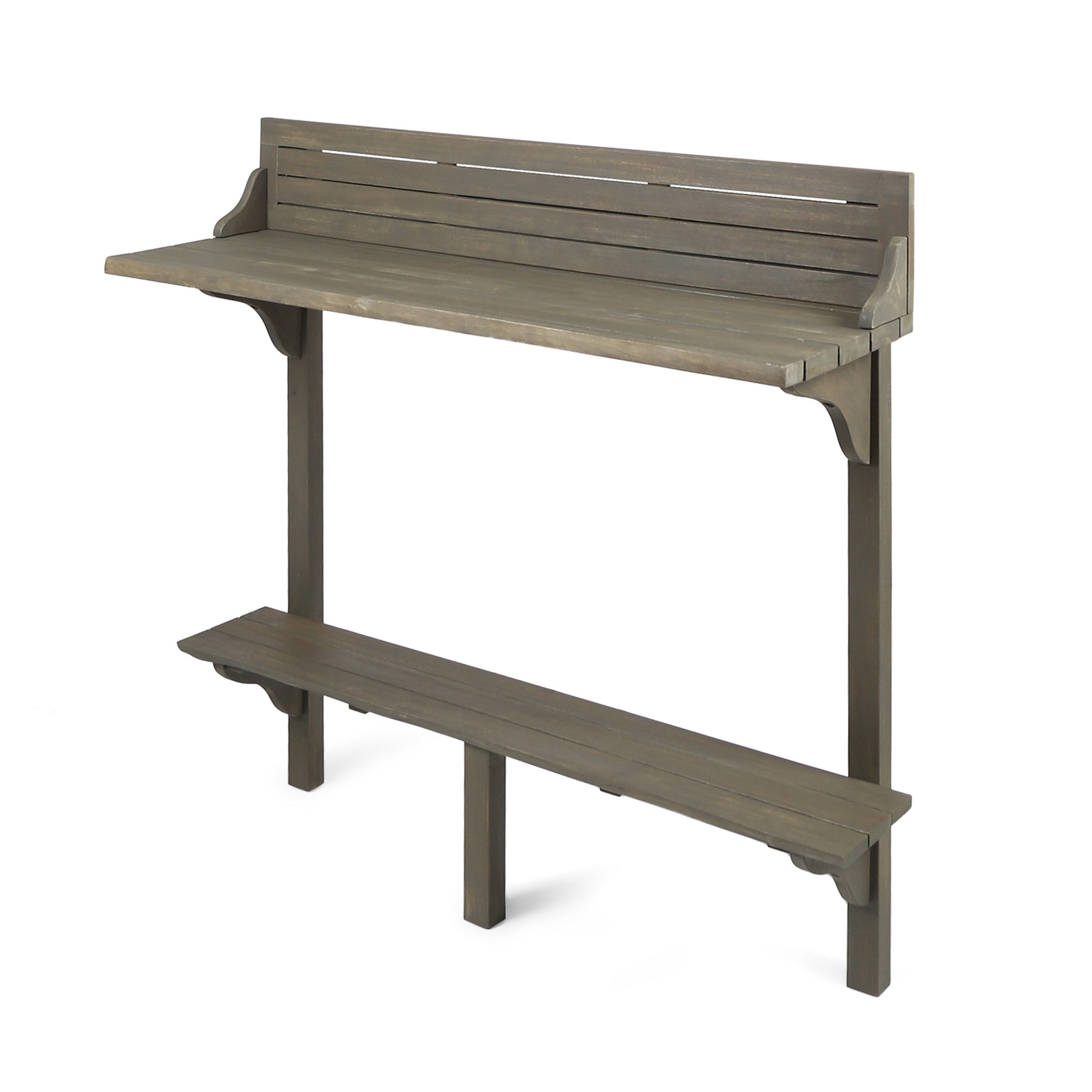 Outdoor Acacia Wood Balcony Bar Table, Gray Finish Gray Garden & Outdoor Acacia Wood