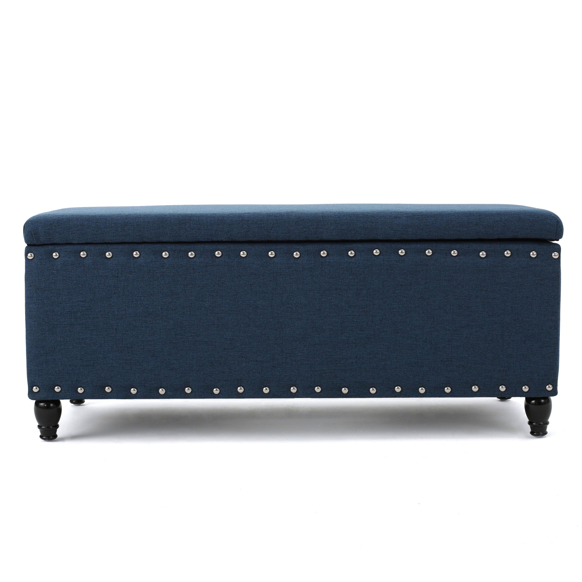 Storage Ottoman Navy Blue Fabric