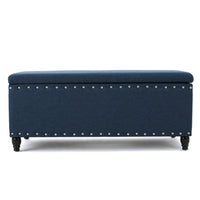 Storage Ottoman Navy Blue Fabric