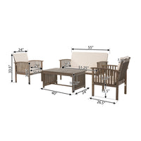 4Pc Chat Set Grey Cream Wood